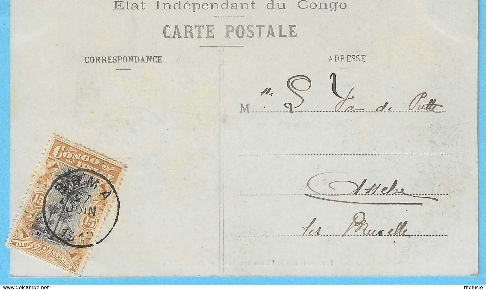 Timbre Type Mols-Congo-Belge-"Unilingue"-15c Ocre-N°52-Cachet "Boma-1910"-Cpa-Factorie Sur Le Fleuve Près De Matadi - Cartas & Documentos