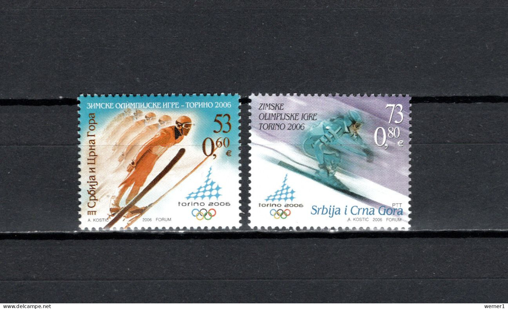 Serbia & Montenegro (Yugoslavia) 2006 Olympic Games Turin Torino Set Of 2 MNH - Inverno2006: Torino