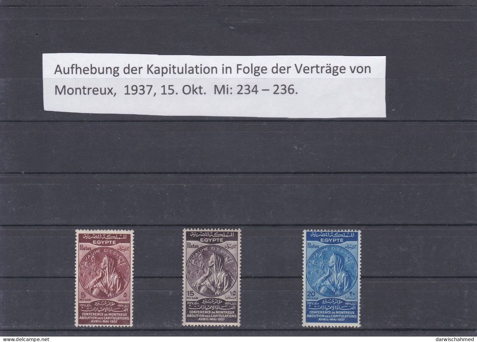 ÄGYPTEN - EGYPT - EGYPTIAN - EGITTO -  AUFHEBUNG DIE KAPITULATION  1937  FALZ  - MH - Unused Stamps