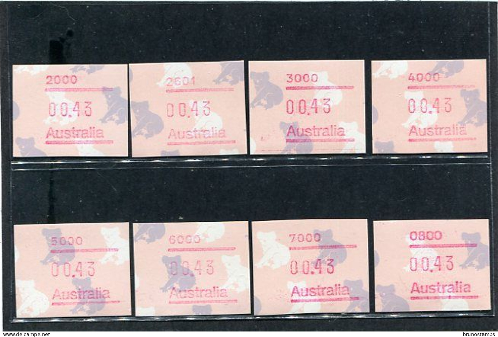 AUSTRALIA - 1990  43c  FRAMA  KOALAS  SET OF 8  POSTCODES  MINT NH - Viñetas De Franqueo [ATM]