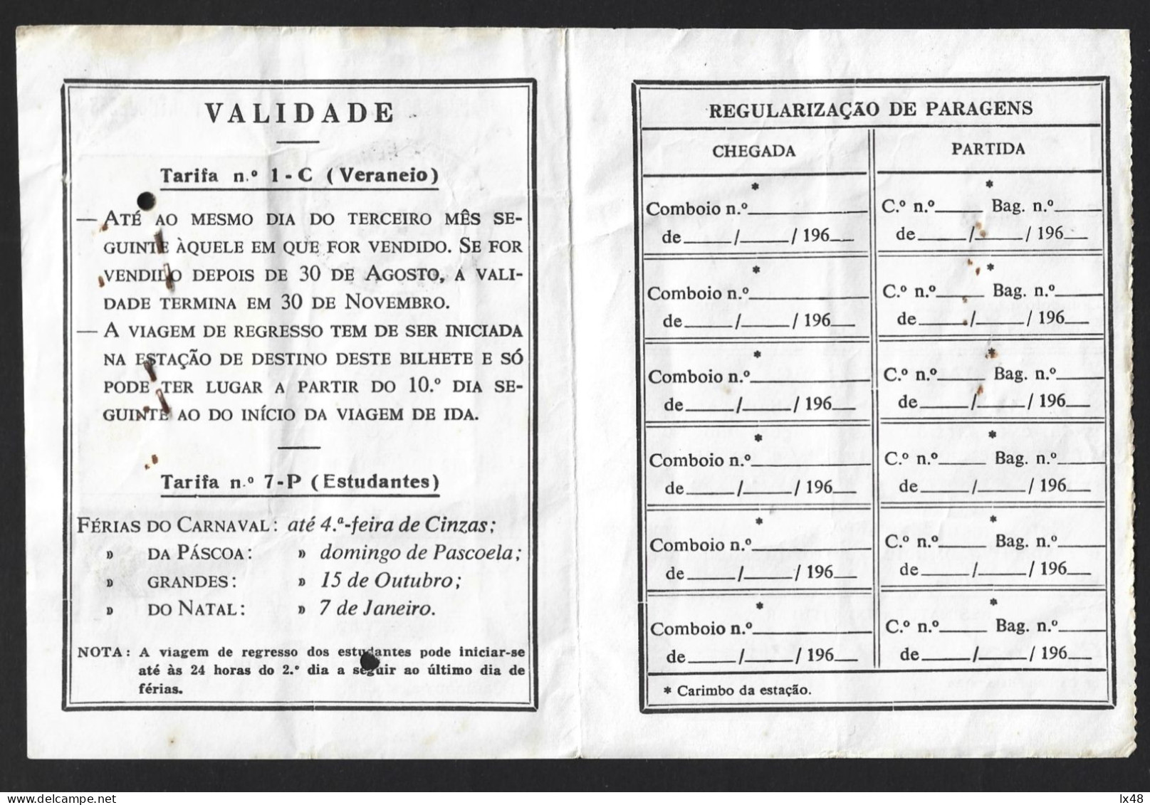 Round-trip Railway Ticket Summer Vacations. Ticket From Lisbon To Redondo, Alentejo And Back 1963.Hin- Und Rückfahrt Mit - World