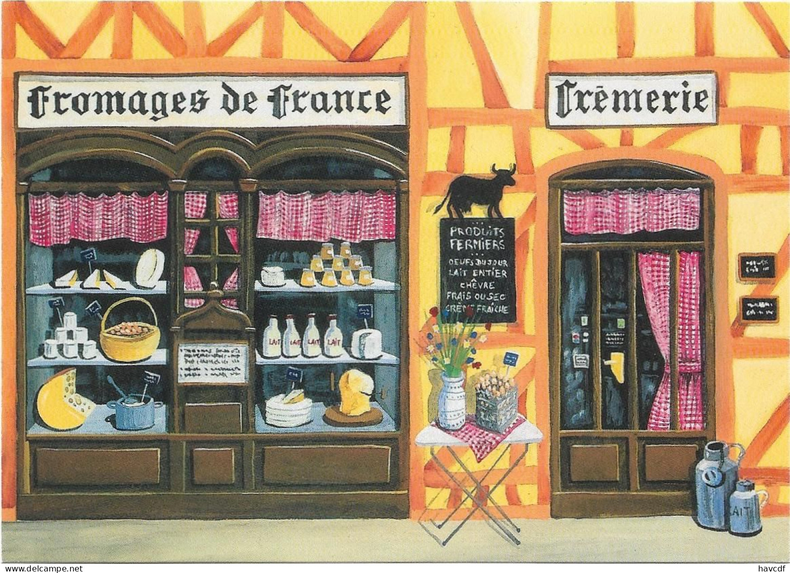 CPM - édit. L'AVION POSTAL - BD 14 - FROMAGES DE FRANCE - CREMERIE, Par Béatrice DOUILLET - Negozi