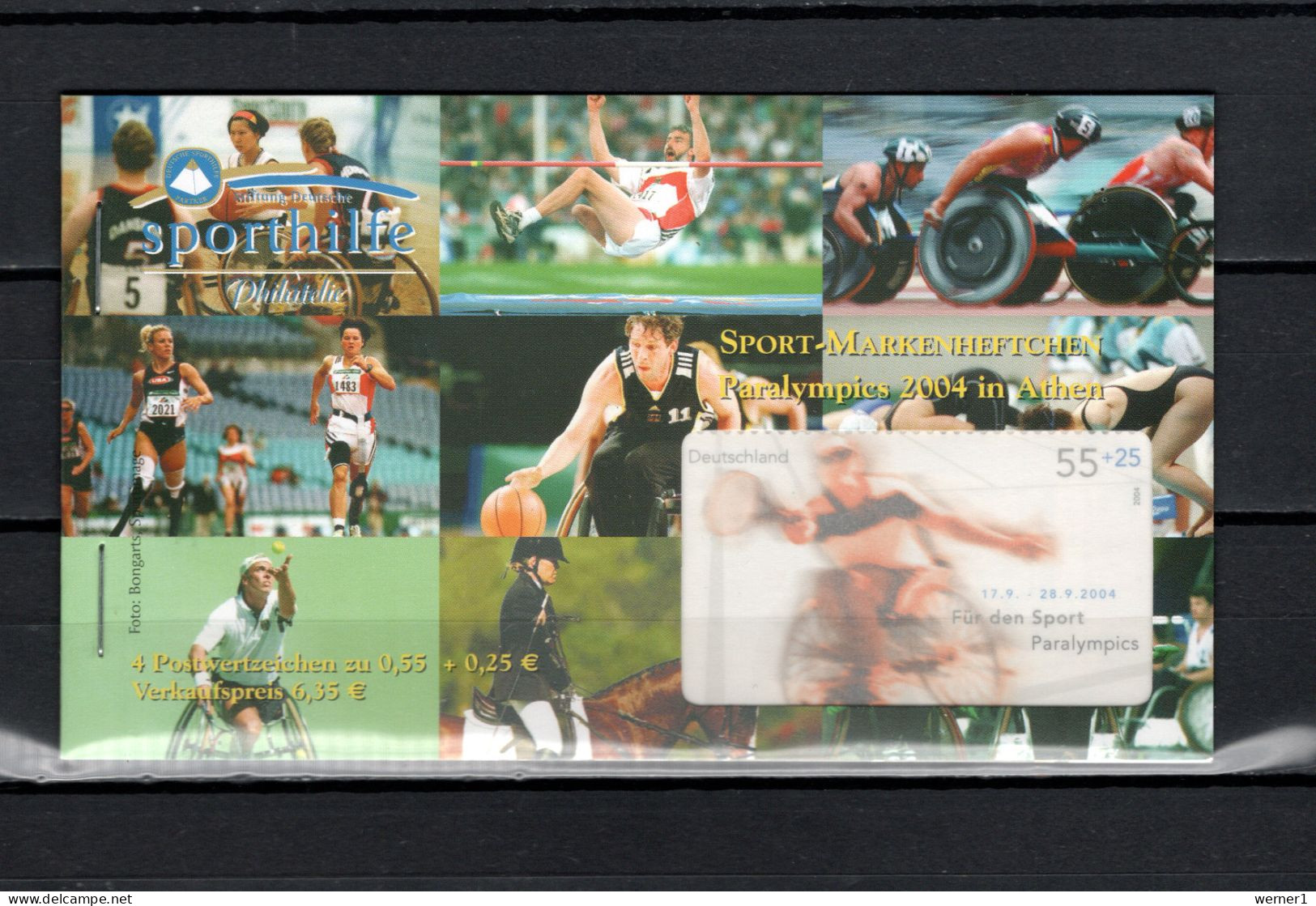 Germany 2004 Olympic Games Athens, Paralympic Stamp Booklet With 4 Stamps + Vignette MNH - Zomer 2004: Athene - Paralympics