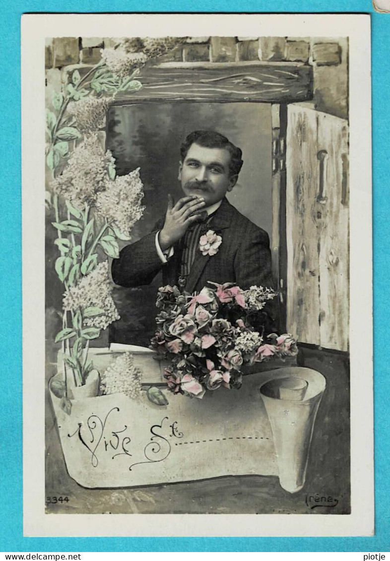 * Fantaisie - Fantasy - Fantasie (Vive Saint ...) * (Irène 3344) Homme, Man, Portrait, Fleurs, Moustache, Old - Nikolaus