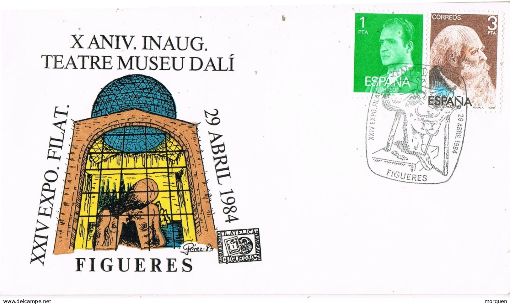 54630. Carta FIGUERAS (Gerona) 1984. X Aniversiario Teatro Museo DALI - Lettres & Documents