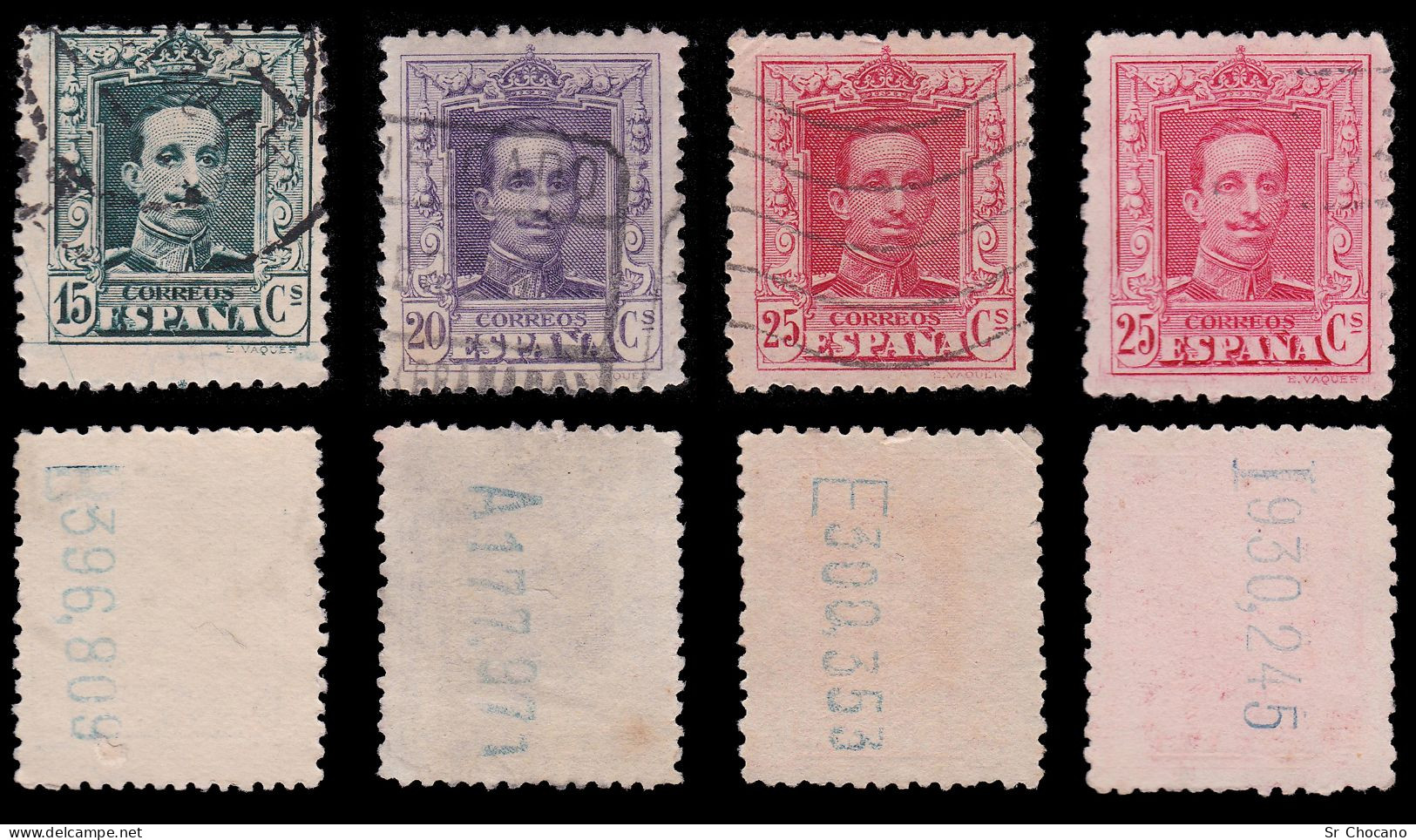 ESPAÑA.1922-30.Alfonso XIII.Matasello BIEN CENTRADA.Edifil 310-317A - Usados