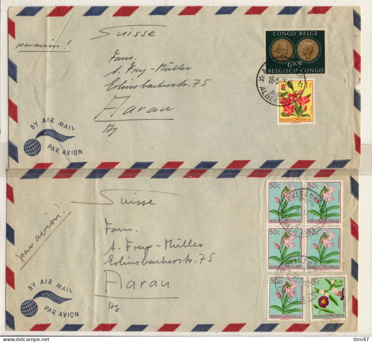 R769  /  6 Lettres Congo-Belge De Kabimba-Albertville Pour La Suisse - Unused Stamps