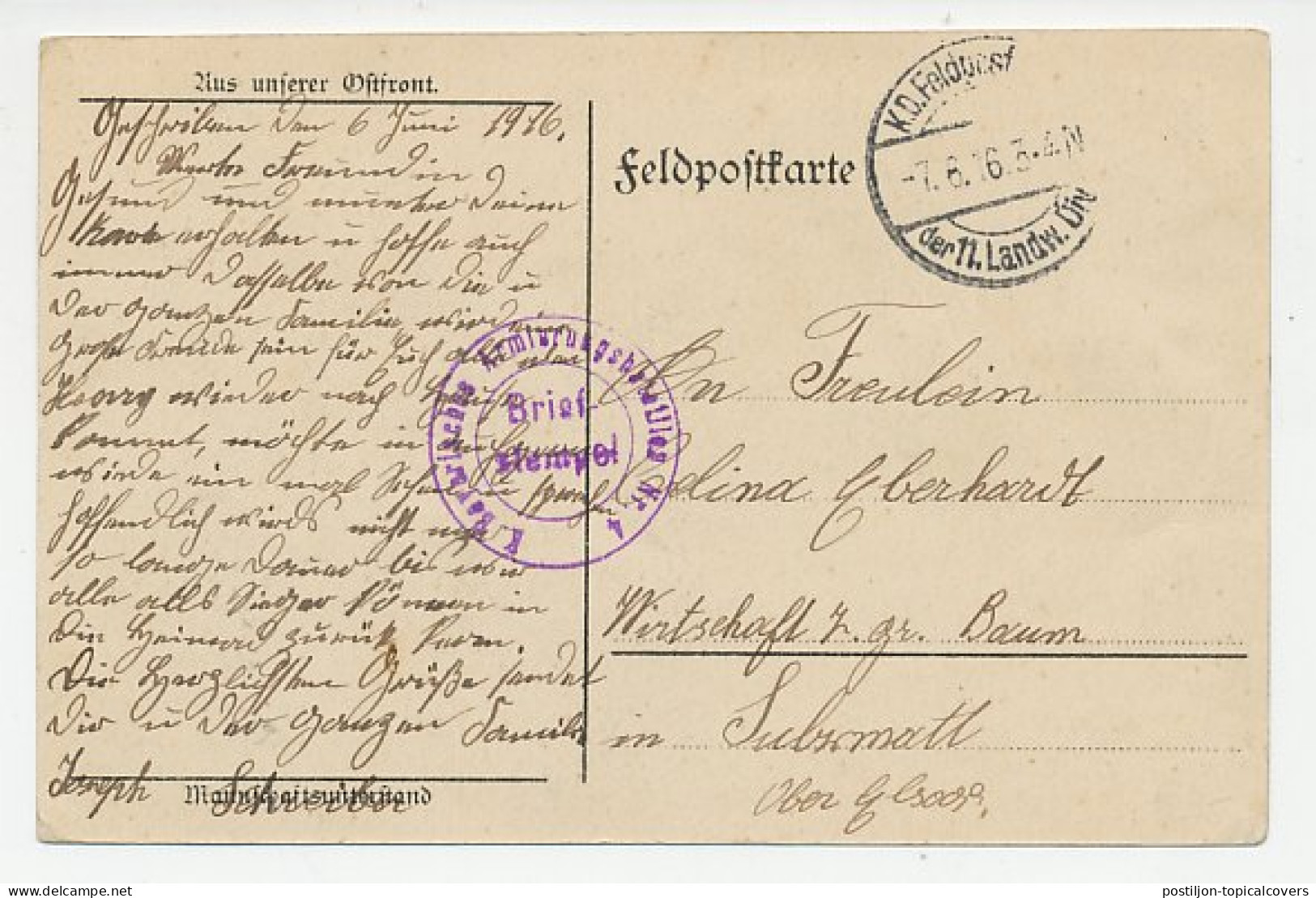 Fieldpost Postcard Germany 1916 Eastern Front - Winter - Guerre Mondiale (Première)