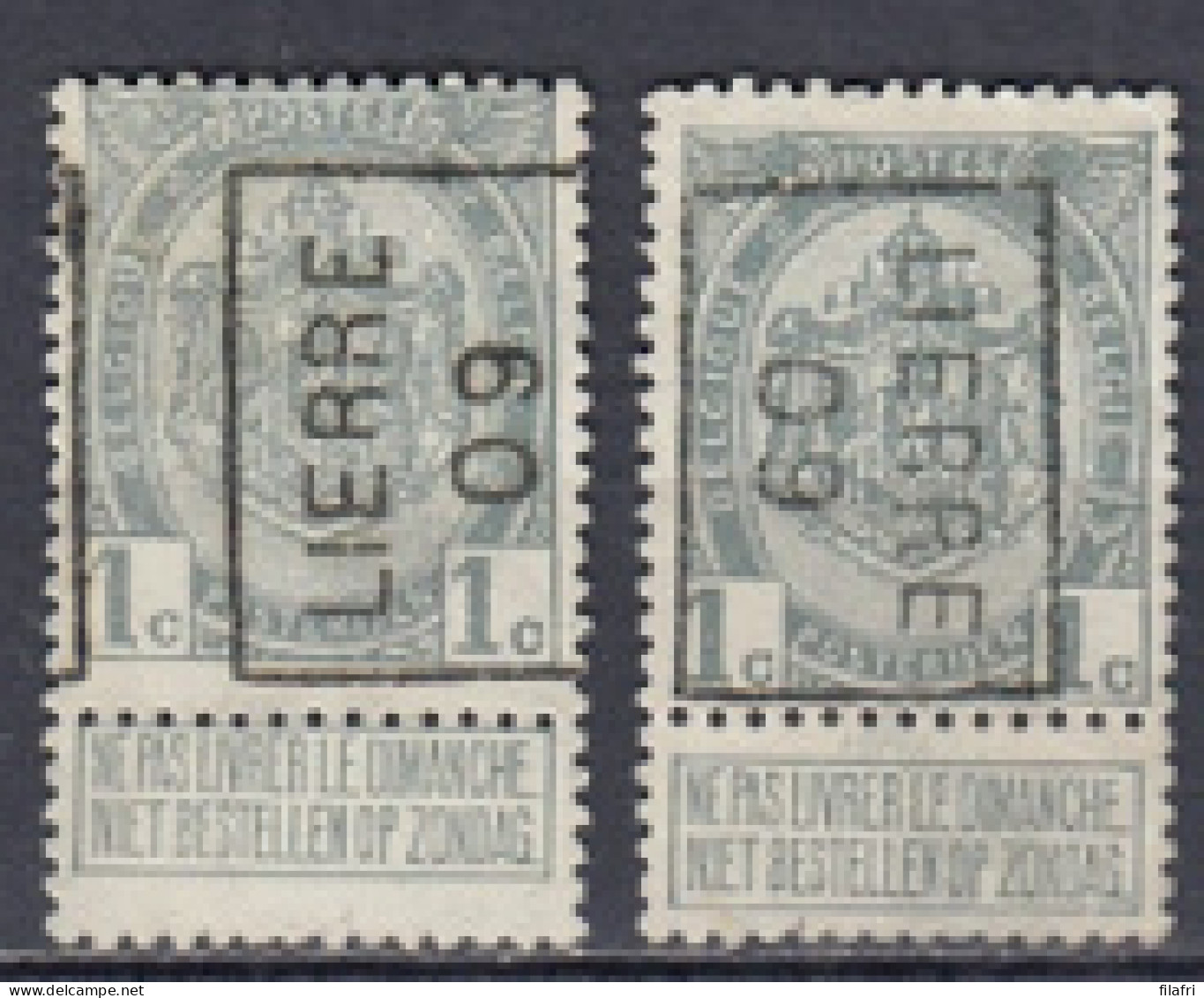 1324 Voorafstempeling Op Nr 81 - LIERRE 09 - Positie A & B - Roulettes 1900-09