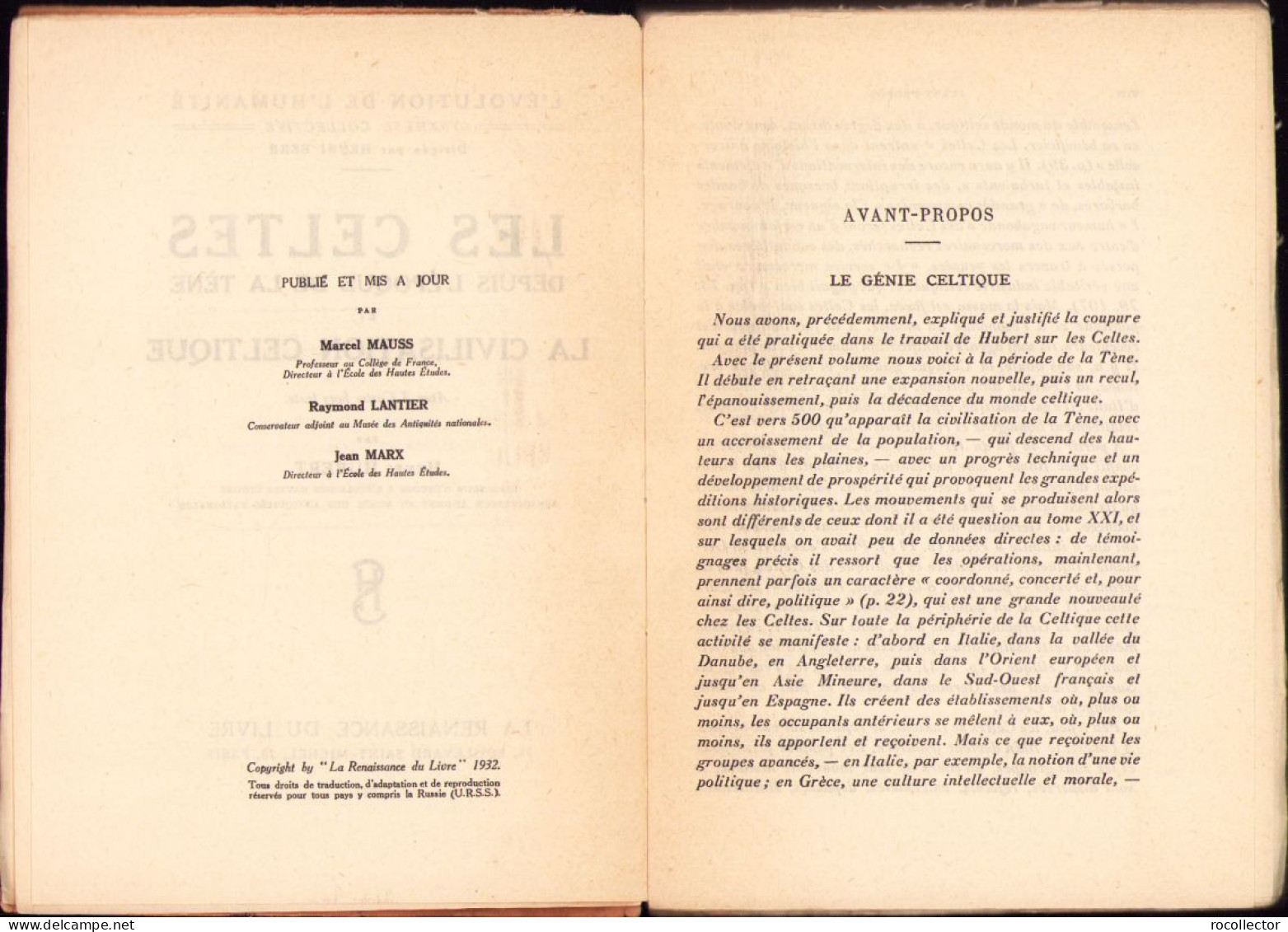 Les Celtes Depuis L’epoque De La Tene Et La Civilisation Celtique Par Henri Hubert, 1932 642SP - Livres Anciens
