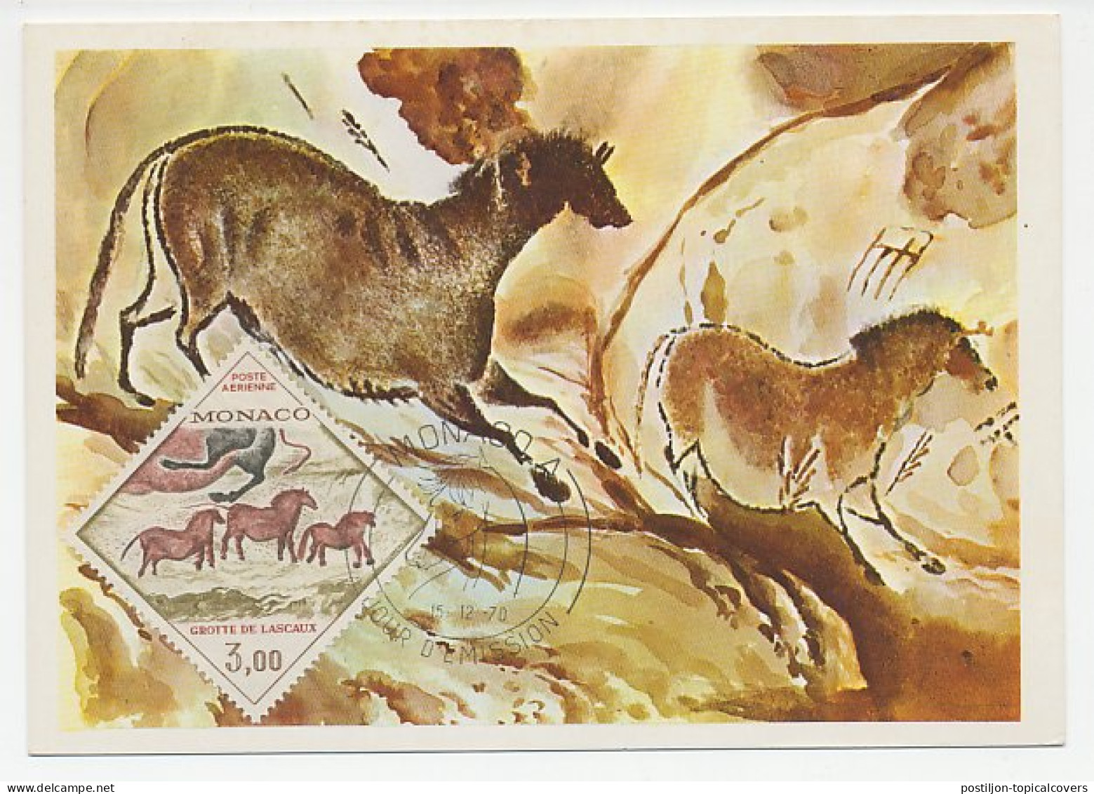 Maximum Card Monaco 1970 The Caves Of Lascaux / Horse - Préhistoire