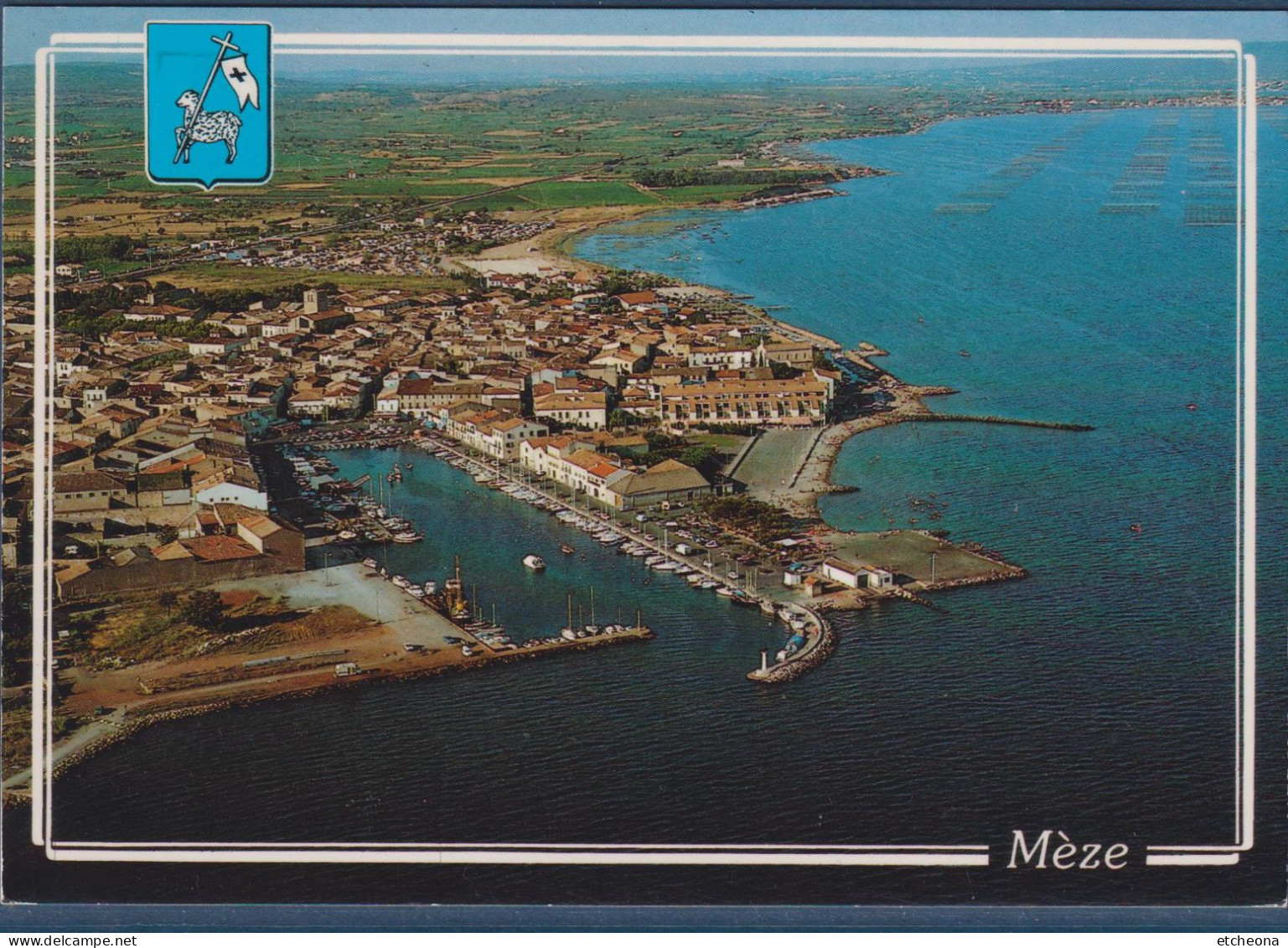 Mèze Hérault Vue Aérienne Générale Capitale Bassin De Thau Flamme Son Port, Sa Plage, Ses Coquillages, Son Vin, 2.8.89 - Mèze