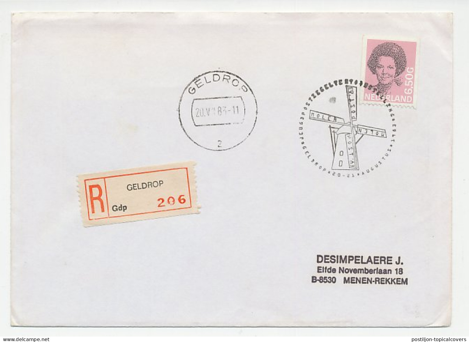Registered Cover / Postmark Netherlands 1983 Windmill - Moulins
