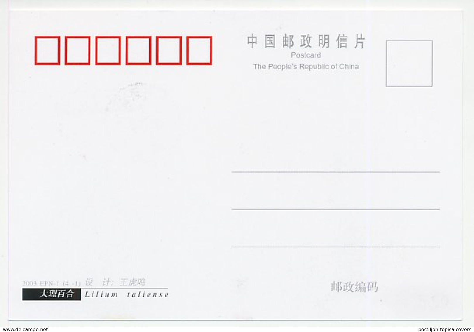 Maximum Card China 2003 Lily - Lilium Taliense - Otros & Sin Clasificación