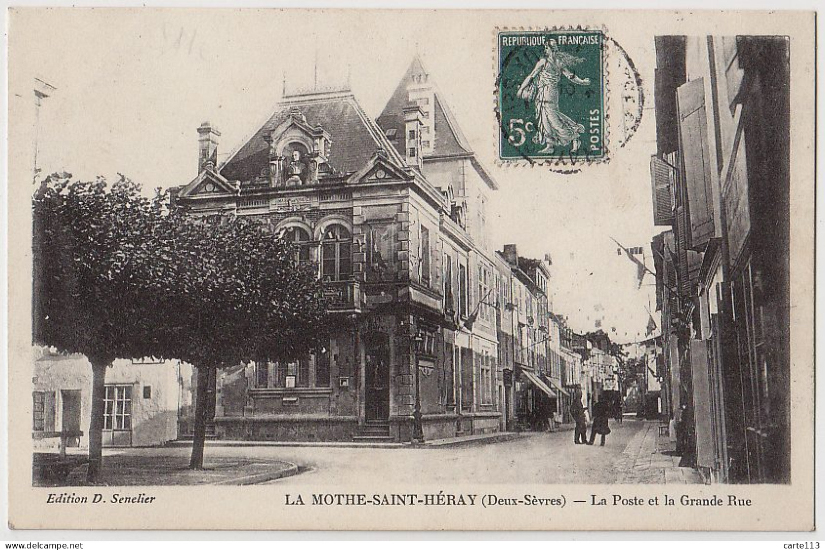 79 - B18059CPA - LA MOTHE SAINT HERAY - HERAYE - La Poste Et La Grande Rue - Très Bon état - DEUX-SEVRES - La Mothe Saint Heray
