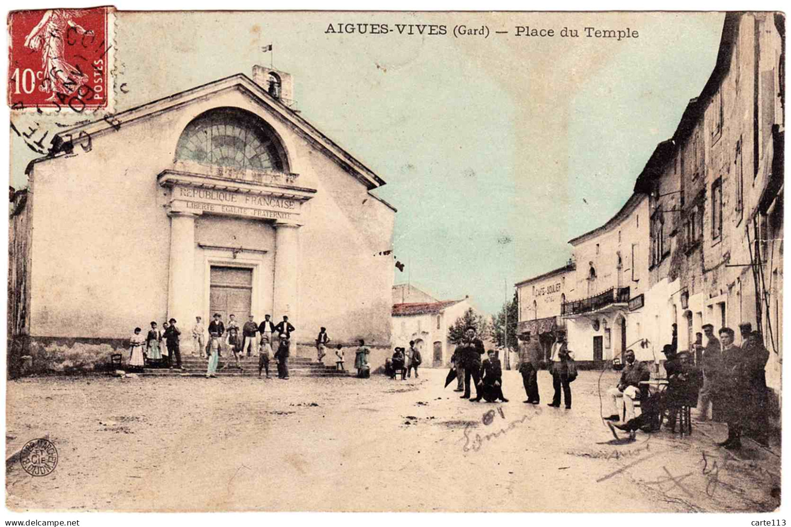 30 - B23659CPA - AIGUES VIVES - Place Du Temple - Très Bon état - GARD - Aigues-Vives