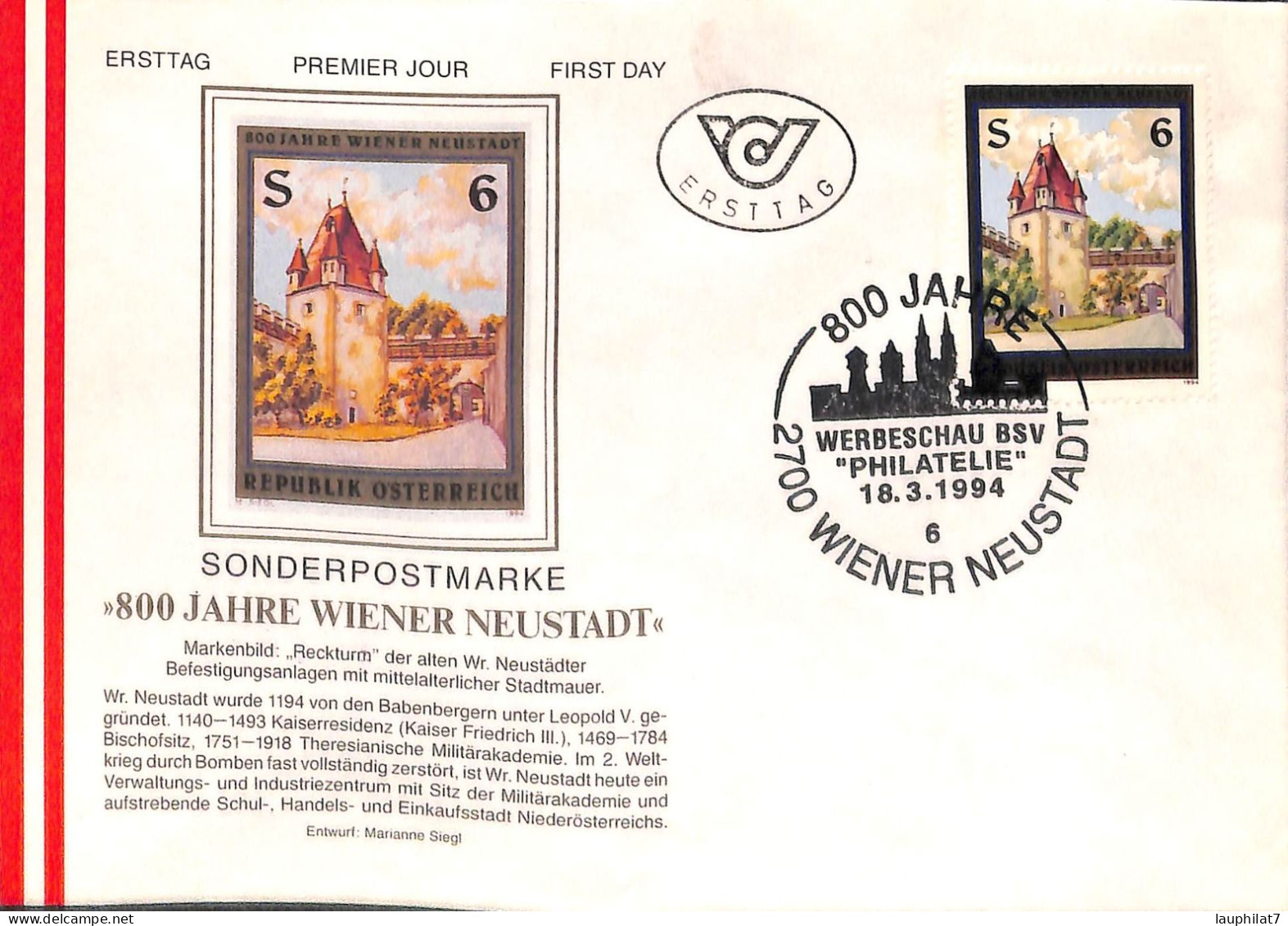 [900593]TB//-Autriche 1994 - FDC, Documents, Architectures, Châteaux - Schlösser U. Burgen