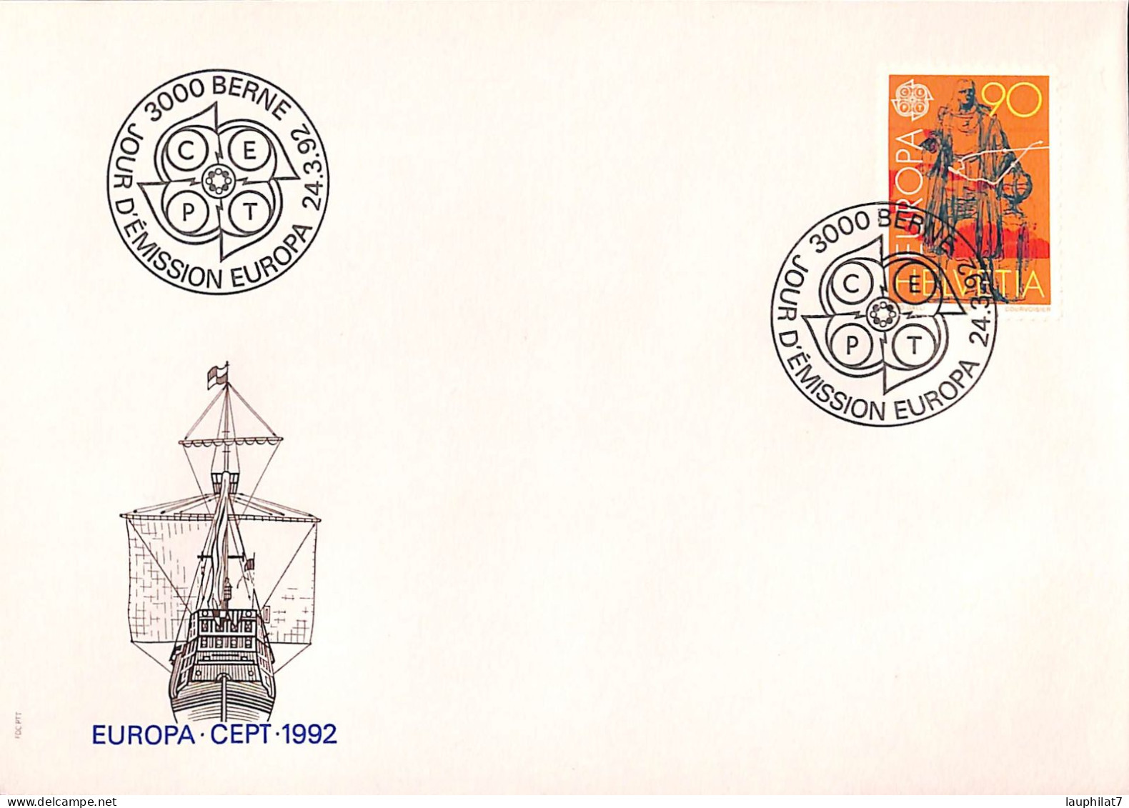 [900237]TB//-Suisse 1992 - FDC, Documents, Europa-Cept, Bateaux - 1992