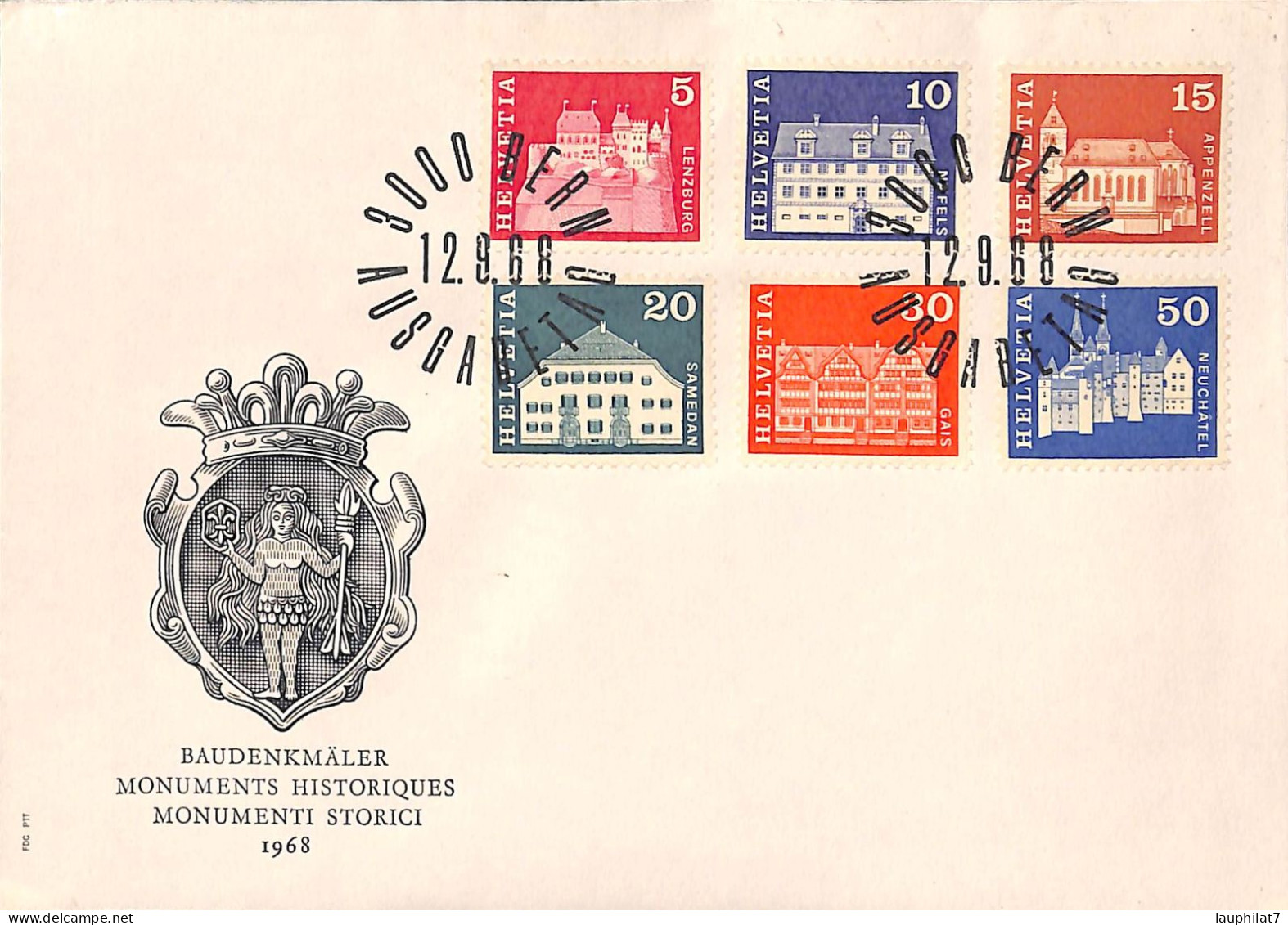 [900143]TB//-Suisse 1968 - FDC, Documents, Monuments, Histoire - Monumenti