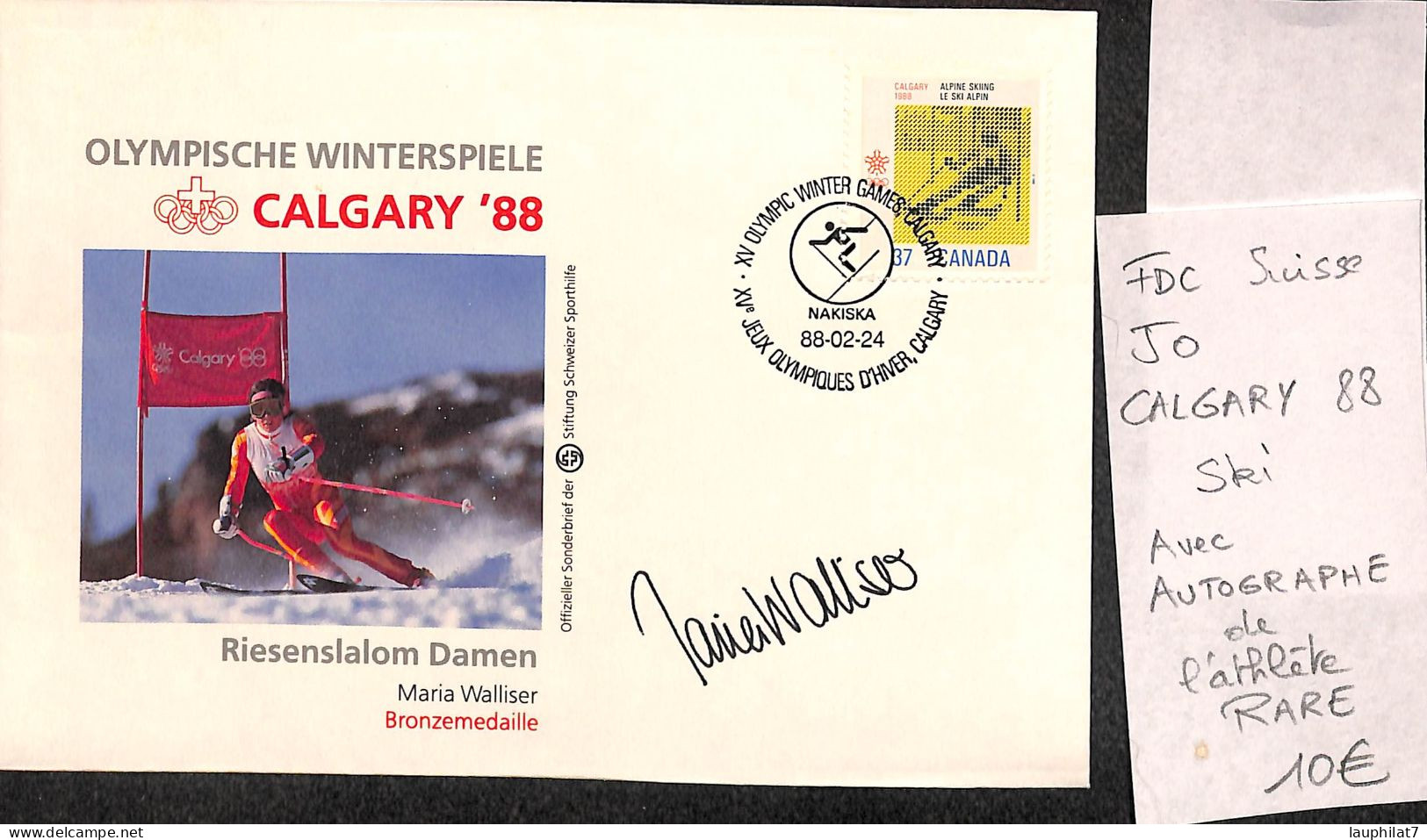 [900097]TB//-Suisse 1988 - FDC, Documents, Maria Walliser, Calgary, Avec Autographe De L'athlète, RARE, Jeux Olympiques - Hiver 1988: Calgary