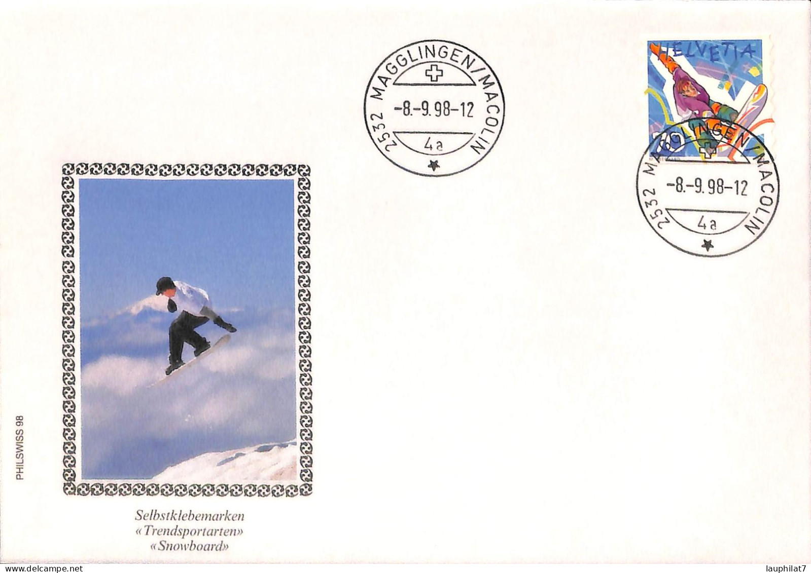 [900823]TB//-Suisse 1998 - FDC, Documents, Sports - Otros