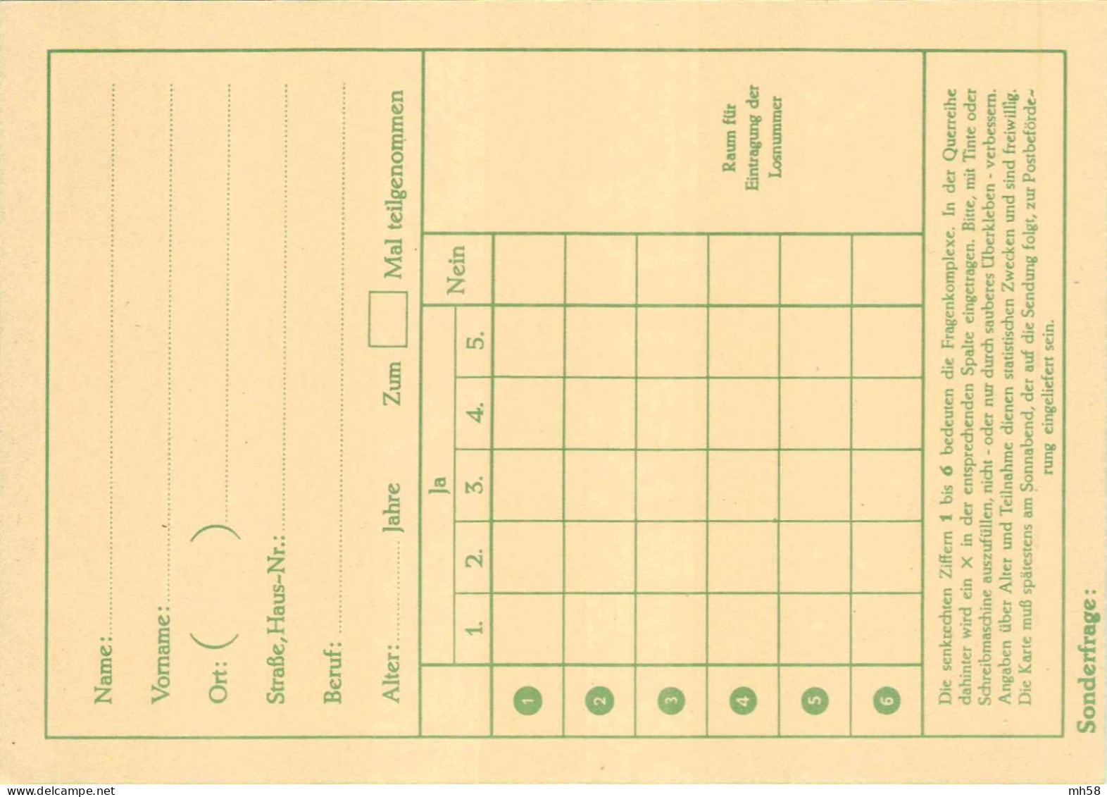 BERLIN 1957 - Entier / Ganzsache * - FP 5a Funklotterie - 10 (65 Pf) Bauten II. (Ruine Der Gedächtniskirche) Grün - Cartoline - Nuovi