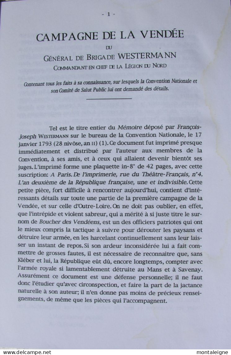 Vendée - Campagne De La Vendée Du Général De Brigade Westermann - - Pays De Loire