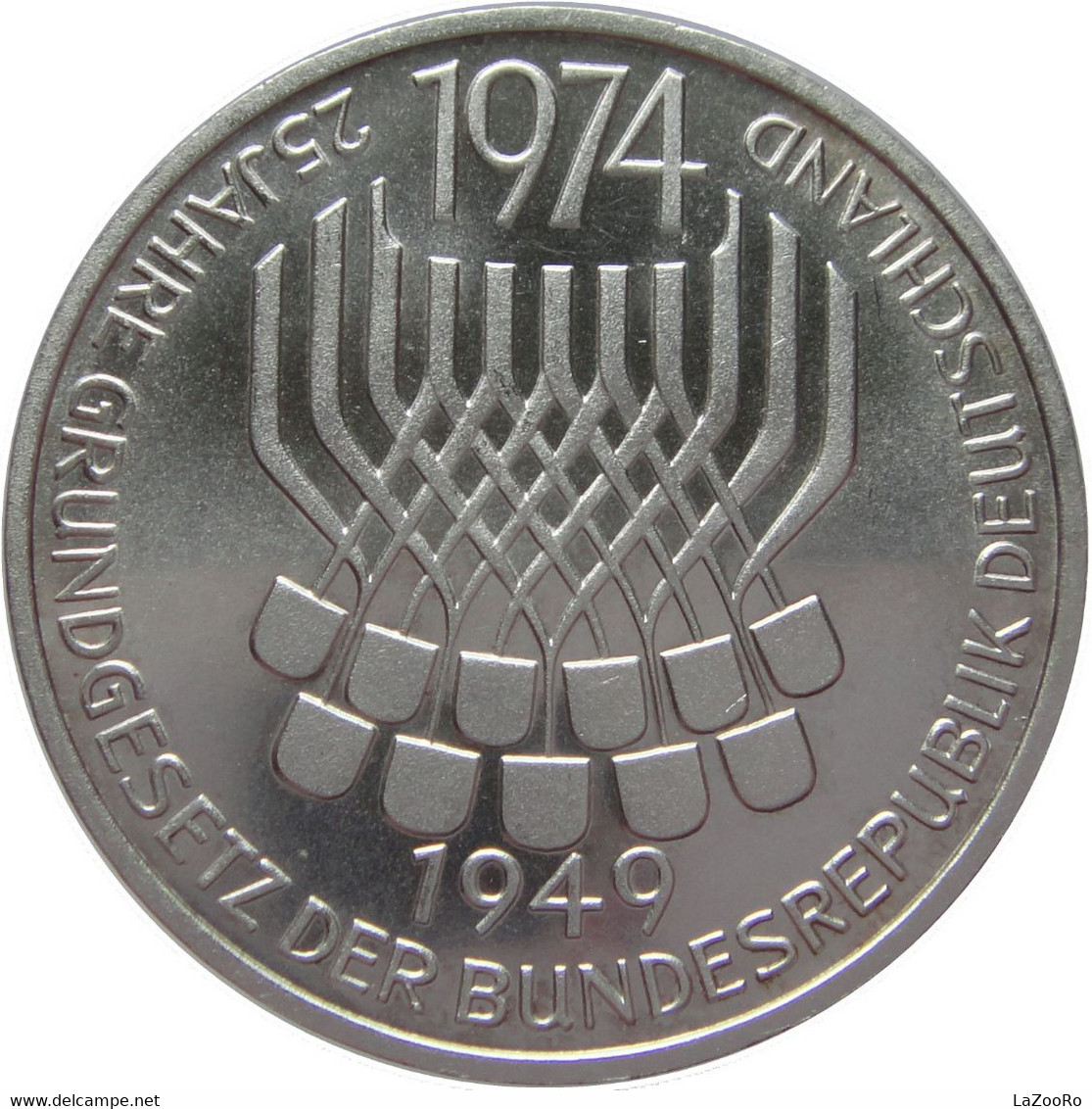 LaZooRo: Germany 5 Mark 1974 F PROOF 25 Years - Silver - Commemorative