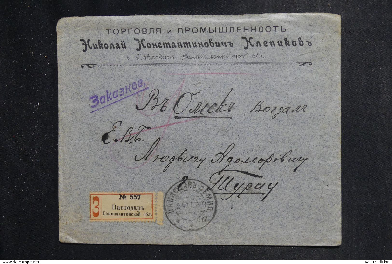 RUSSIE - Enveloppe Commerciale En Recommandé En 1908, Affranchissement Au Verso - L 151296 - Storia Postale