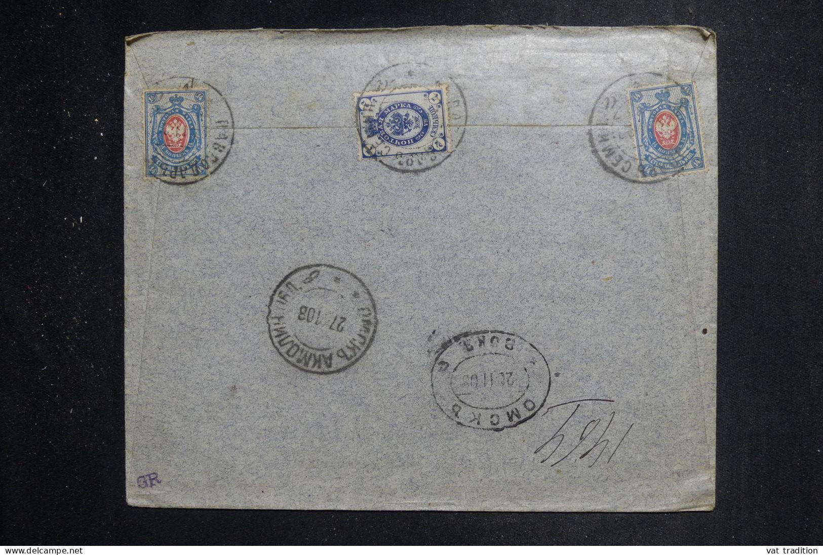 RUSSIE - Enveloppe Commerciale En Recommandé En 1908, Affranchissement Au Verso - L 151296 - Storia Postale