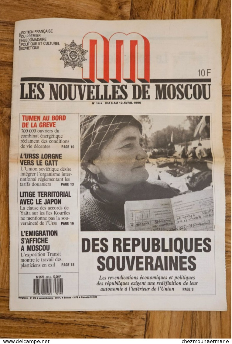 Les Nouvelles De MOSCOU N°14 Du 6 Au 12 Avril 1990 JOURNAL De 20 Pages - 1950 à Nos Jours