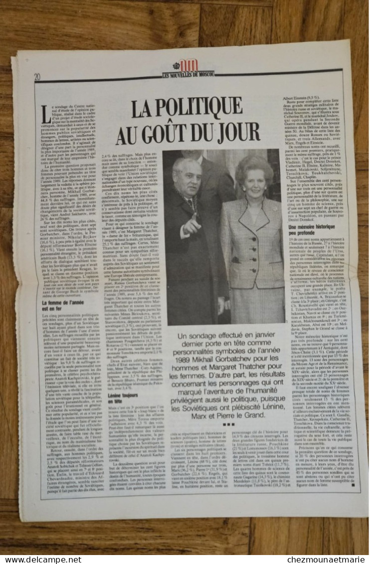 Les Nouvelles De MOSCOU N°14 Du 6 Au 12 Avril 1990 JOURNAL De 20 Pages - 1950 à Nos Jours