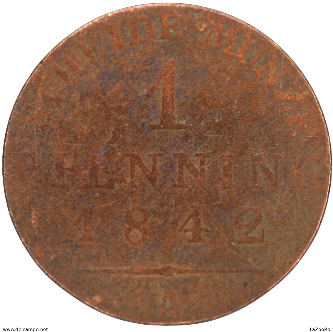 LaZooRo: Germany PRUSSIA 1 Pfennig 1842 A F - Monedas Pequeñas & Otras Subdivisiones