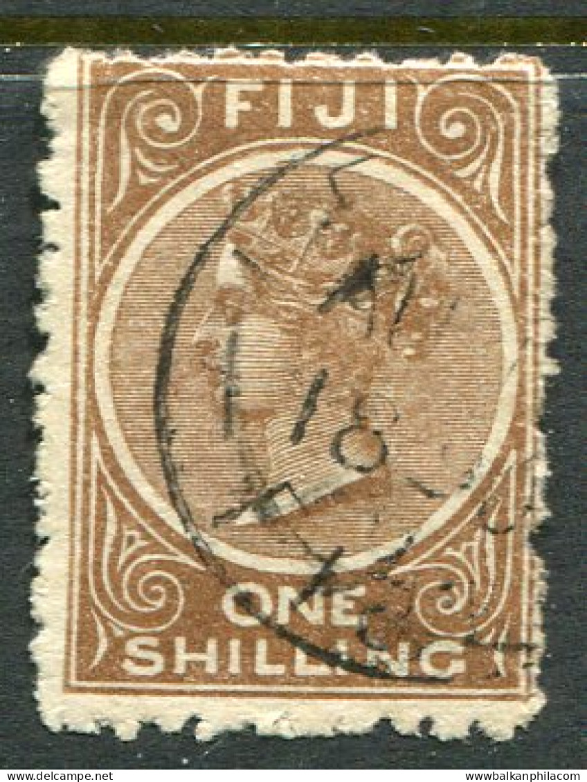 1881 Fiji QV 1s Deep Brown Perf 10 Used Sg 64a - Fiji (...-1970)