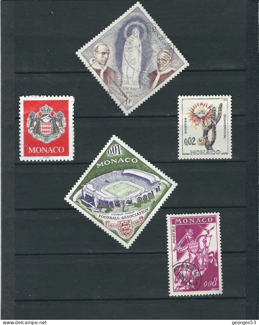 MONACO Lot De 5 Timbres Ob. N°492-537B-620-12A Afranchi-2280  YT : Val : 1,65 € - Used Stamps