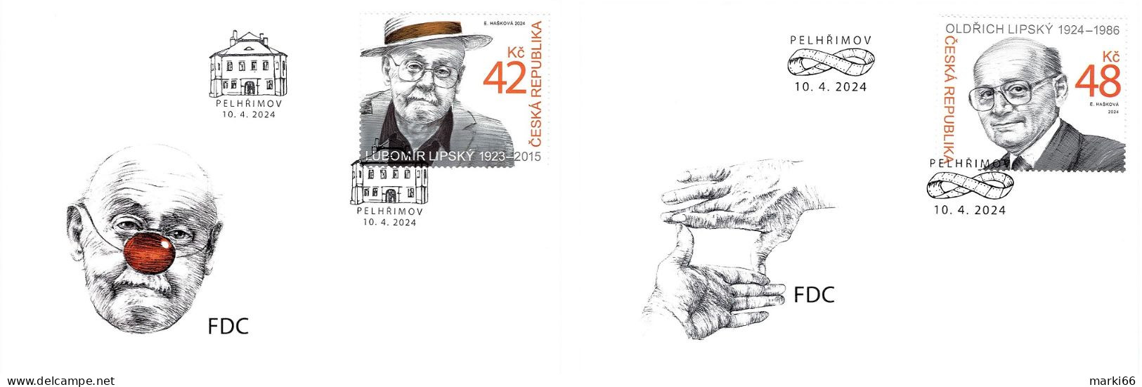 Czech Republic - 2024 - Theatre And Film Actors - Brothers Lubomir And Oldrich Lipsky - FDC Set - FDC