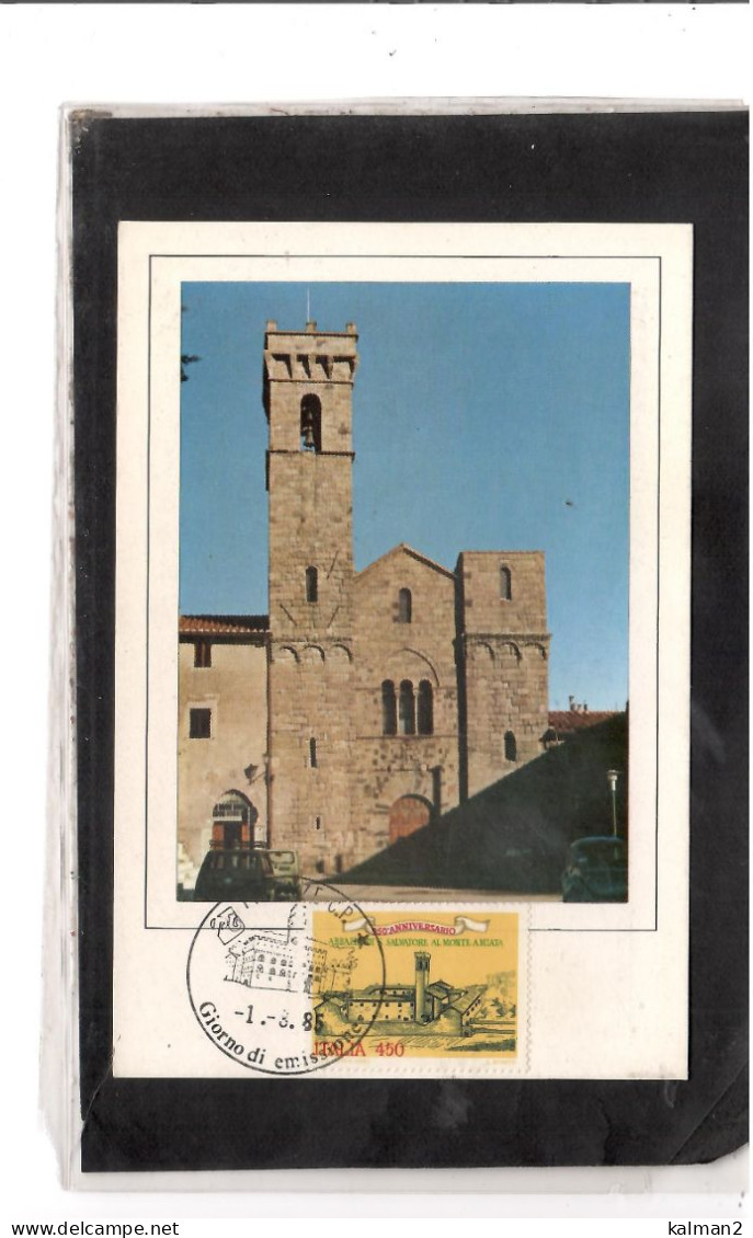 TEM20209 -  FDC MAX.CARD   ABBAZIA DI SAN SALVATORE AL MONTE AMIATA - Abbayes & Monastères