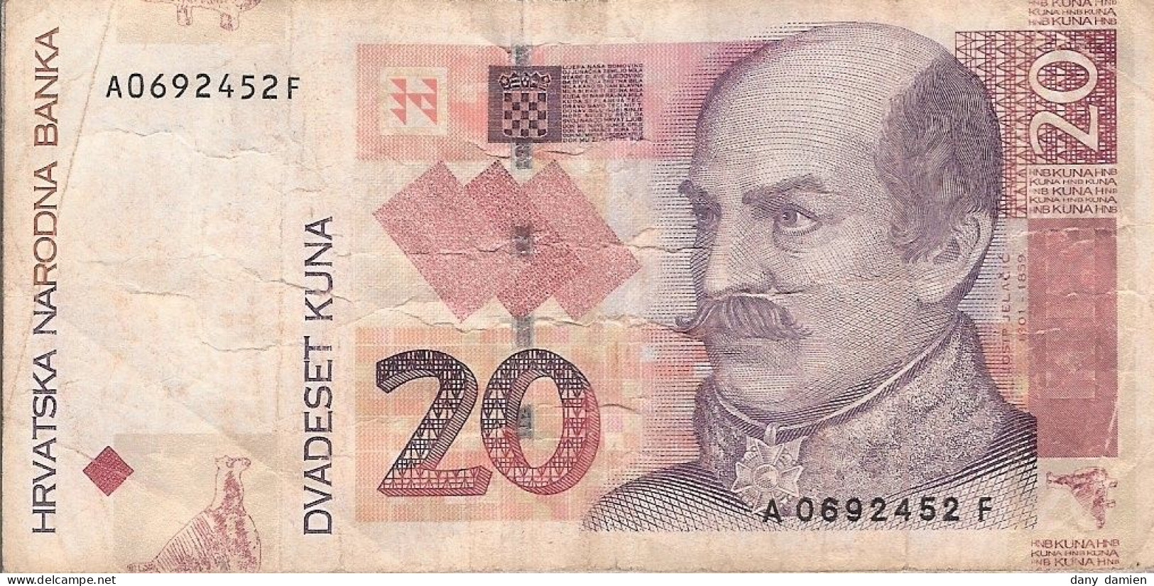 CROATIE - Billet De 20 KUNA - Année 2001 (Numéroté A0692452F) - Croacia