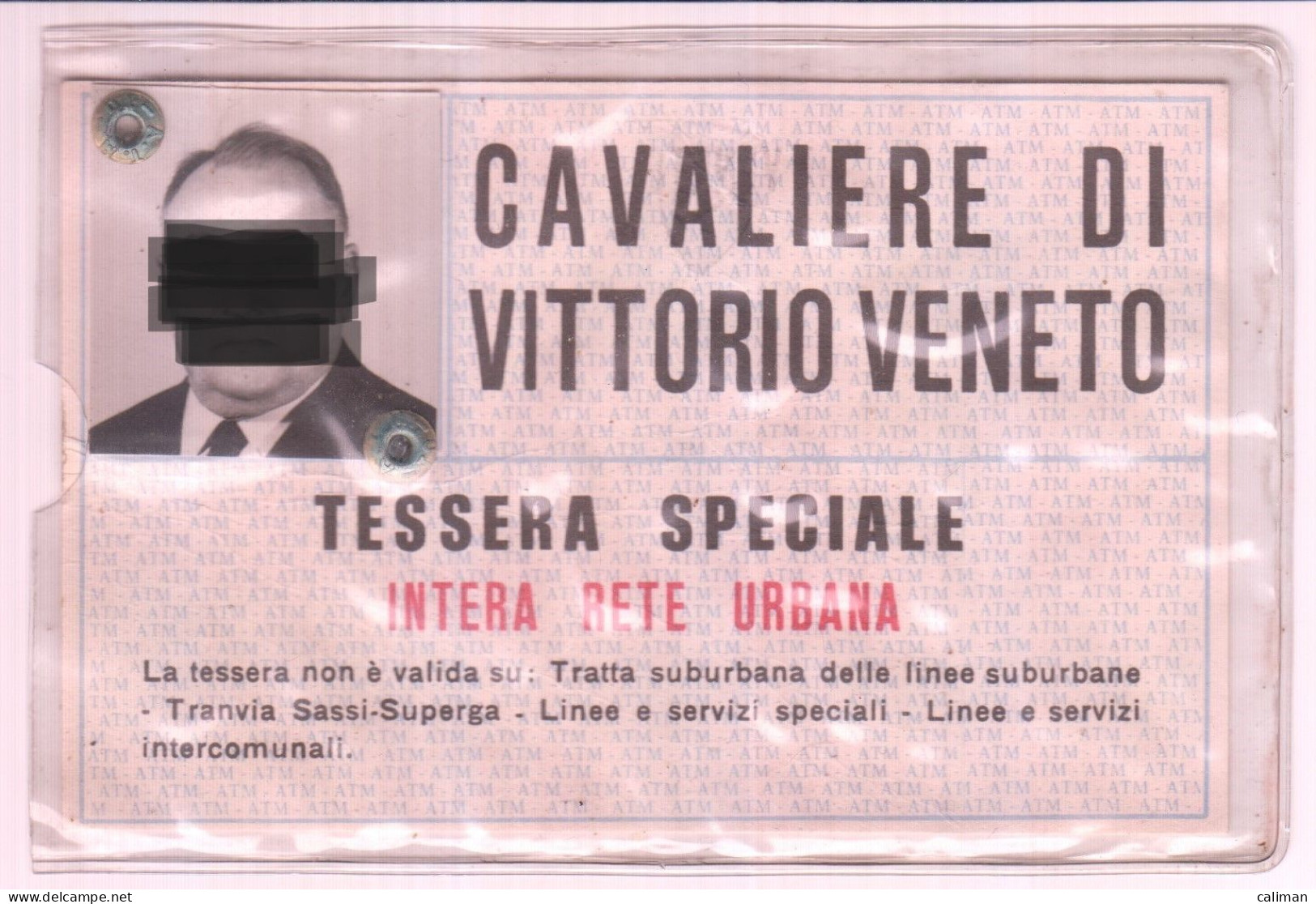 TRAM TRAMWAYS TORINO - TESSERA BIGLIETTO TICKET DI ABBONAMENTO CAVALIERE DI VITTORIO VENETO - Europe