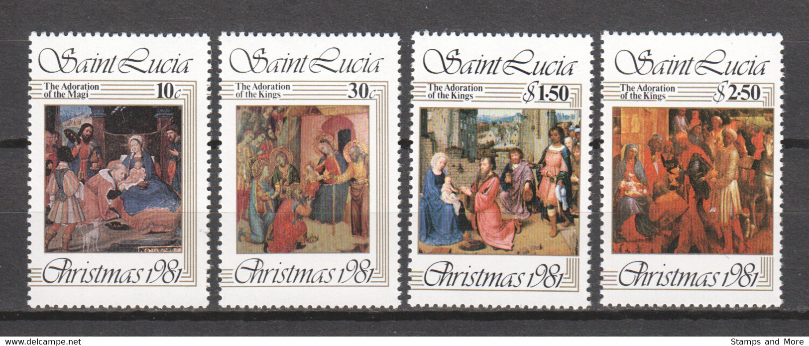 St Lucia 1981 Mi  564-567 MNH CHRISTMAS - PAINTINGS ADORATION OF THE KINGS - Noël