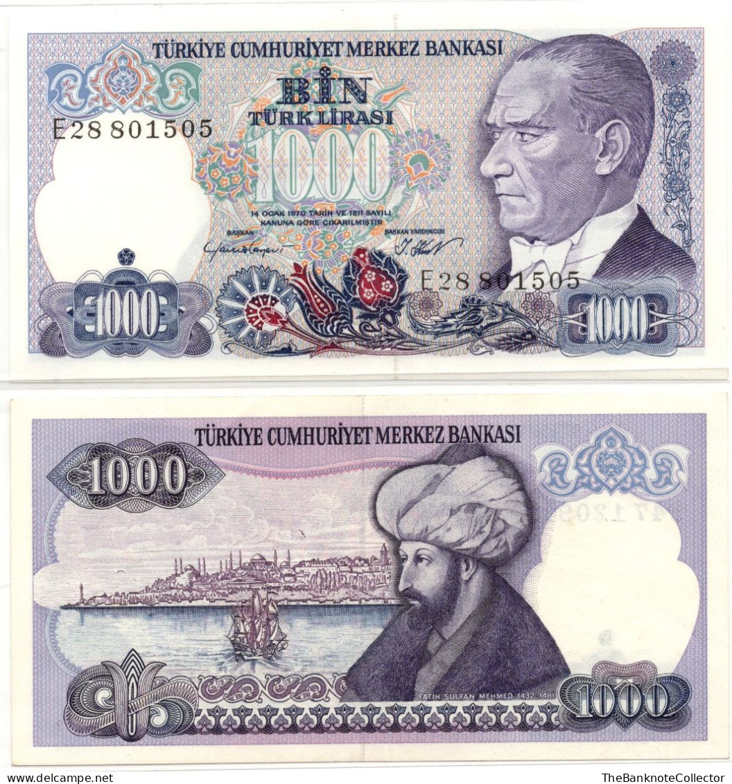 Turkey 1000 Lirasi 1970 (1986) P-196 UNC - Turkey