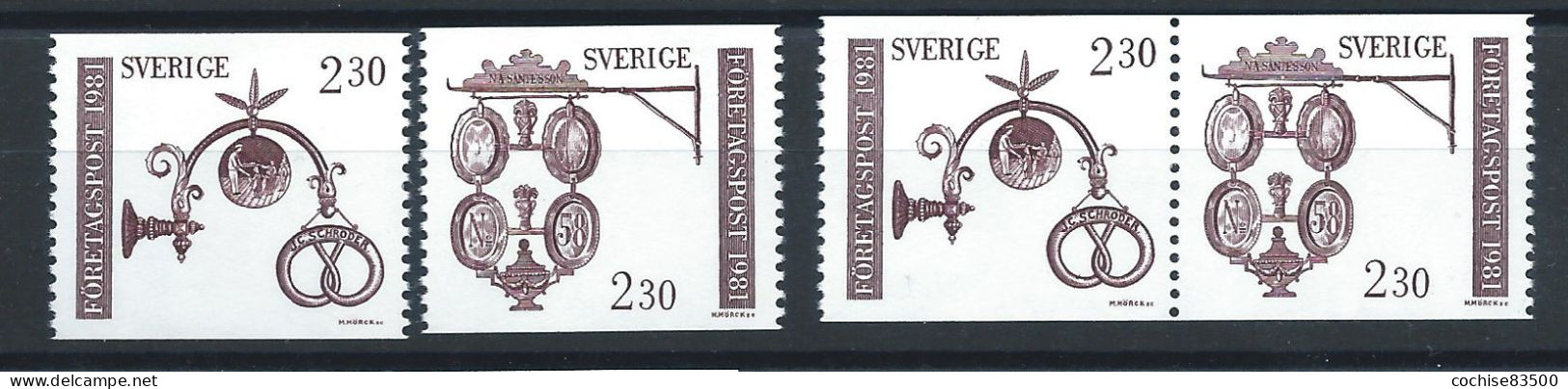 Suède N°1140/41 + 1140a** (MNH) 1981 - Enseignes D'artisans - Nuevos