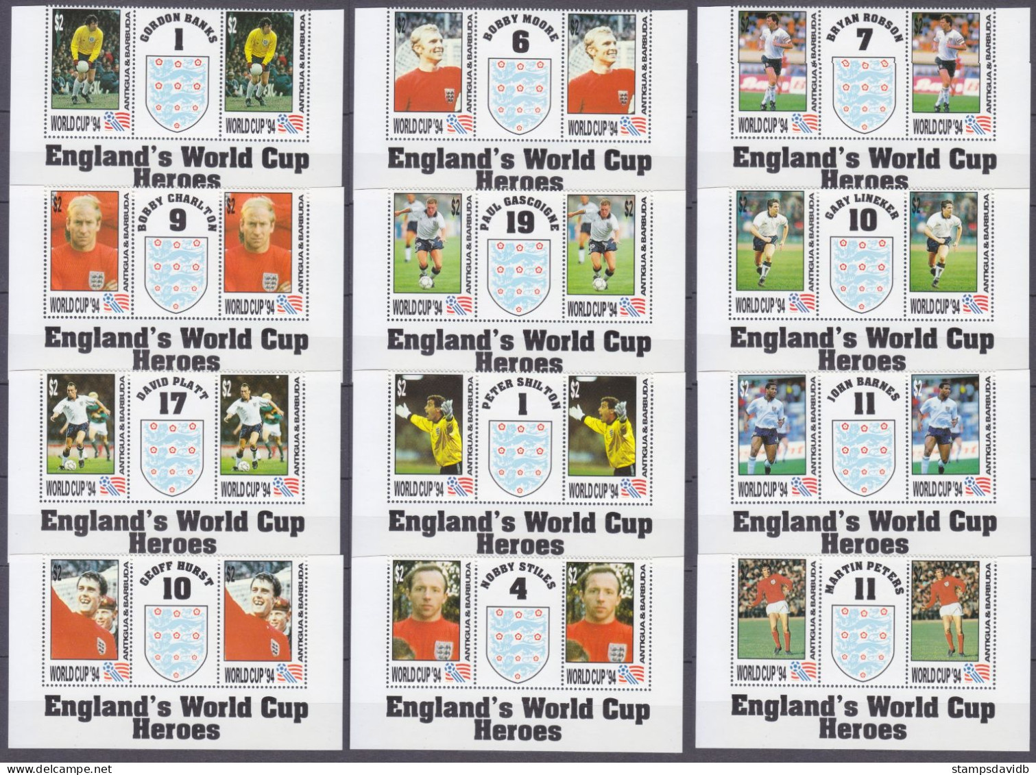 1993 Antigua And Barbuda 1829-1840x2+Tab 1994 FIFA World Cup In USA 48,00 € - 1994 – États-Unis