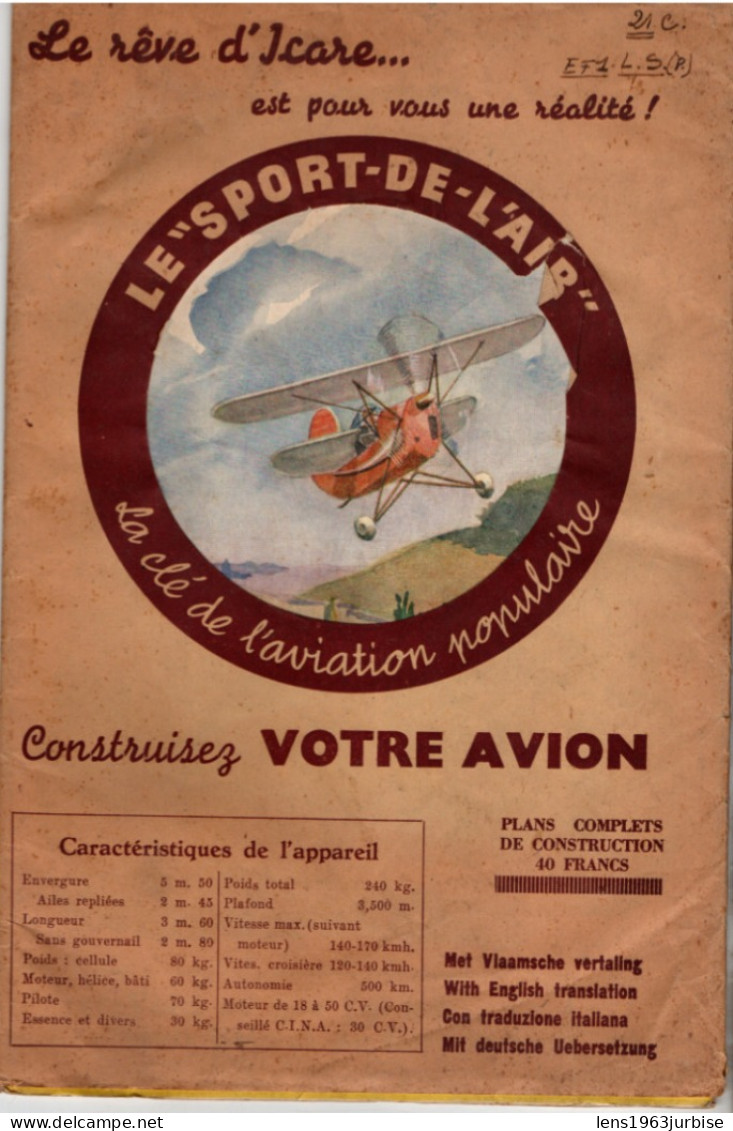 Construisez Votre Avion ,  L' Aéronef , Journal De L'air , Plan, Aviation - Otros Planes