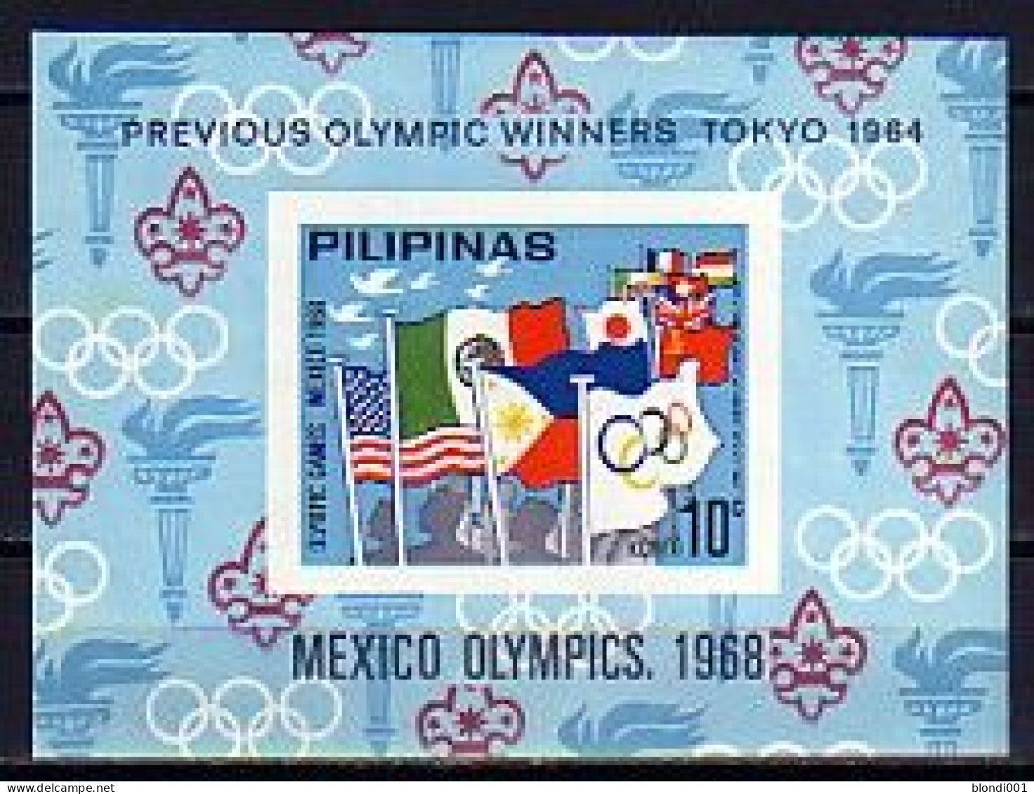 Olympics 1968 - Flags - PILIPINAS - S/S Imperf. MNH - Ete 1968: Mexico