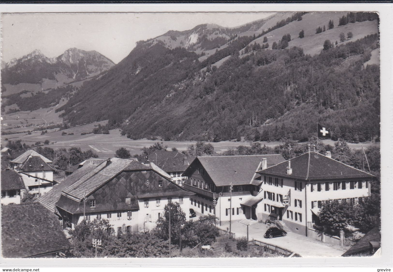 Grandvillard, Vue De Détail Avec L'Hôtel Du Vanil Noir. Carte-photo - Grandvillard