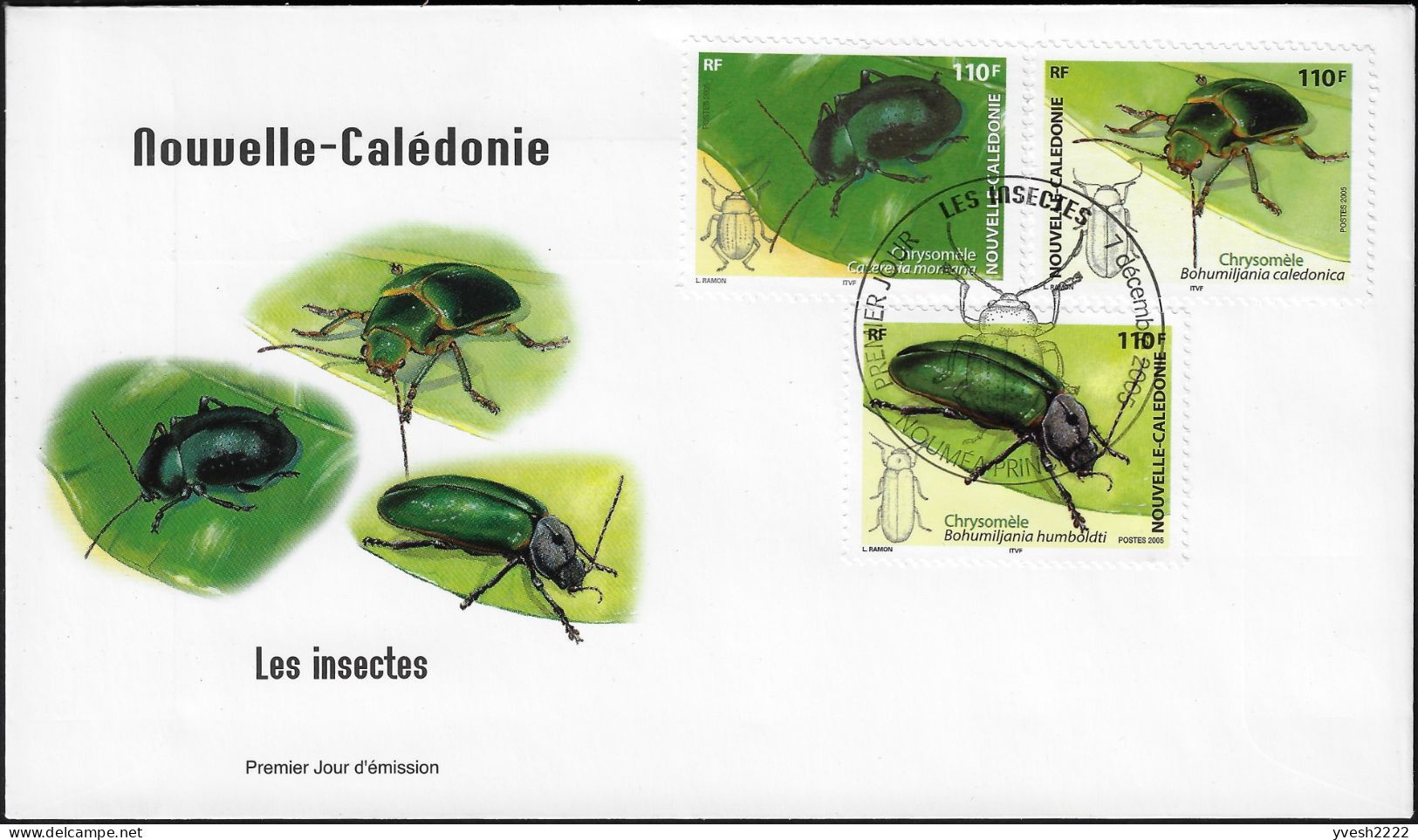 Nouvelle-Calédonie 2005 Y&T 960 à 962 Sur FDC. Insectes, Coléoptères - Escarabajos