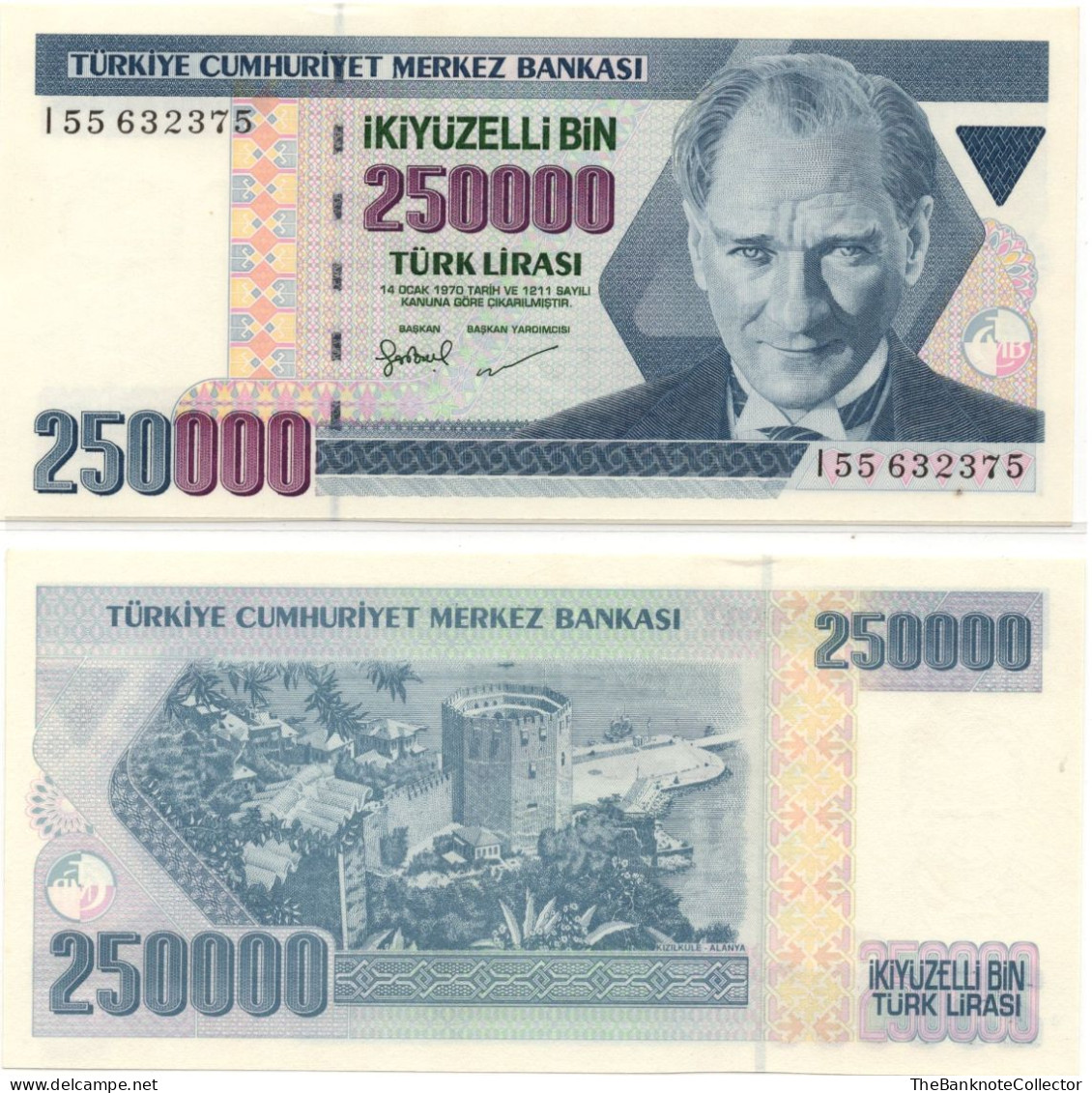 Turkey 250,000 Lirasi 1970 (1998) P-211 UNC - Turkije
