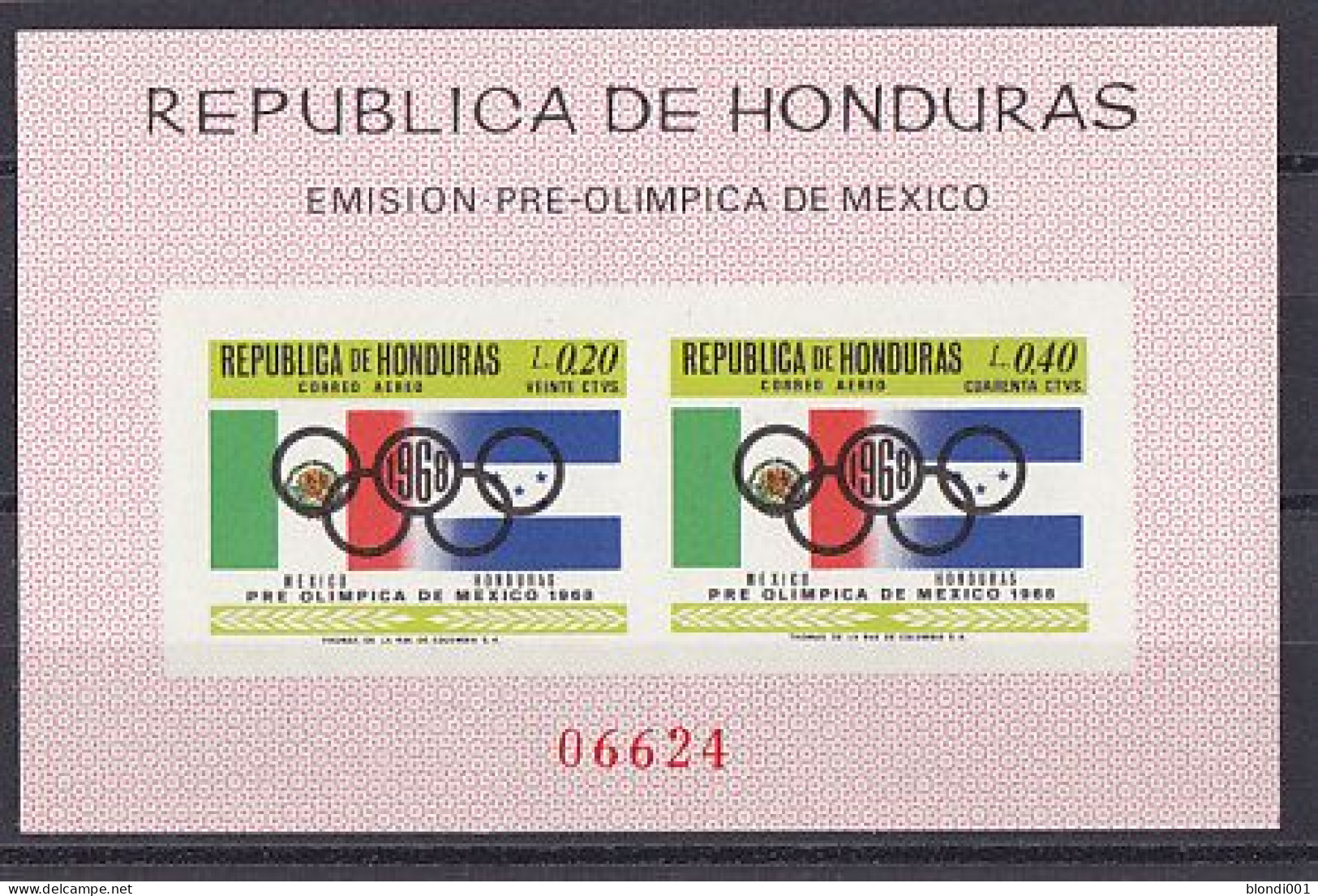 Olympics 1968 - History - HONDURAS - S/S Imperf. MNH - Verano 1968: México