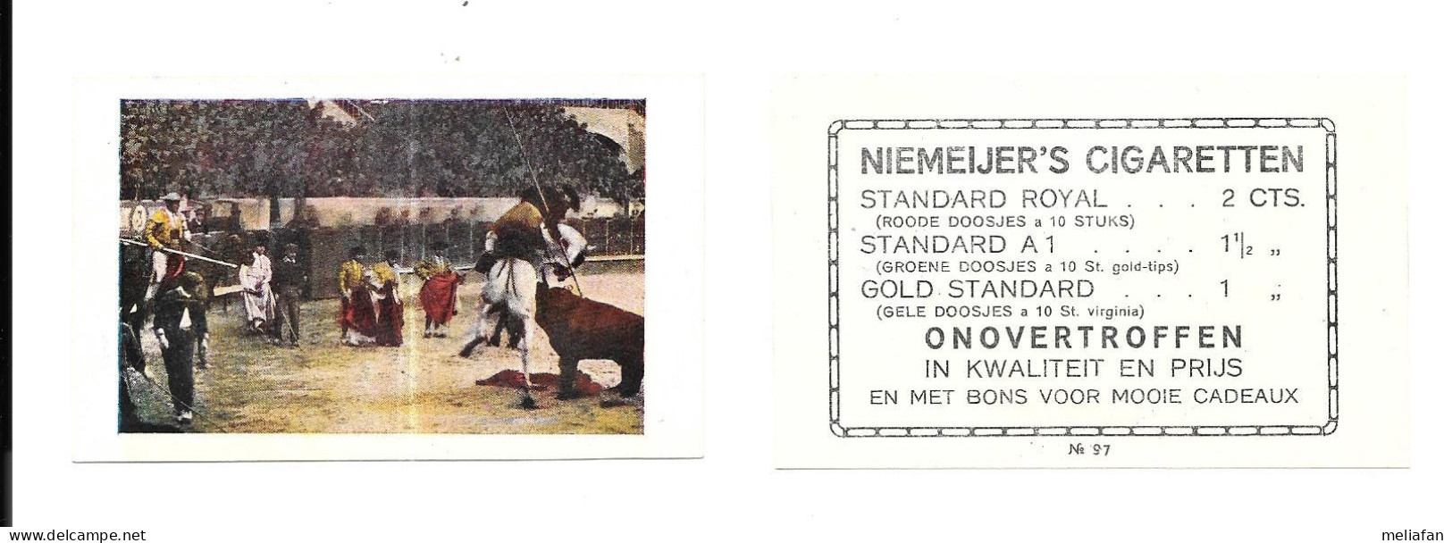 AS36 - VIGNETTE CIGARETTES NIEMEIJER'S - CORRIDA TAUROMACHIE - 9 X 5.5. CM - Autres & Non Classés